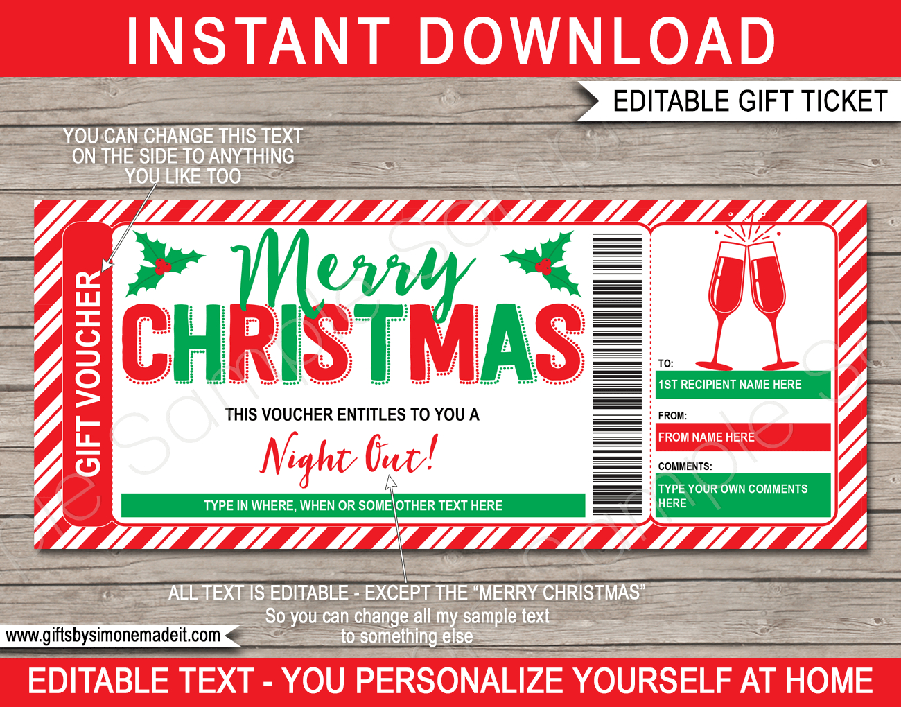 Christmas Night Out Gift Certificate Template within Christmas Printable Gift Certificates