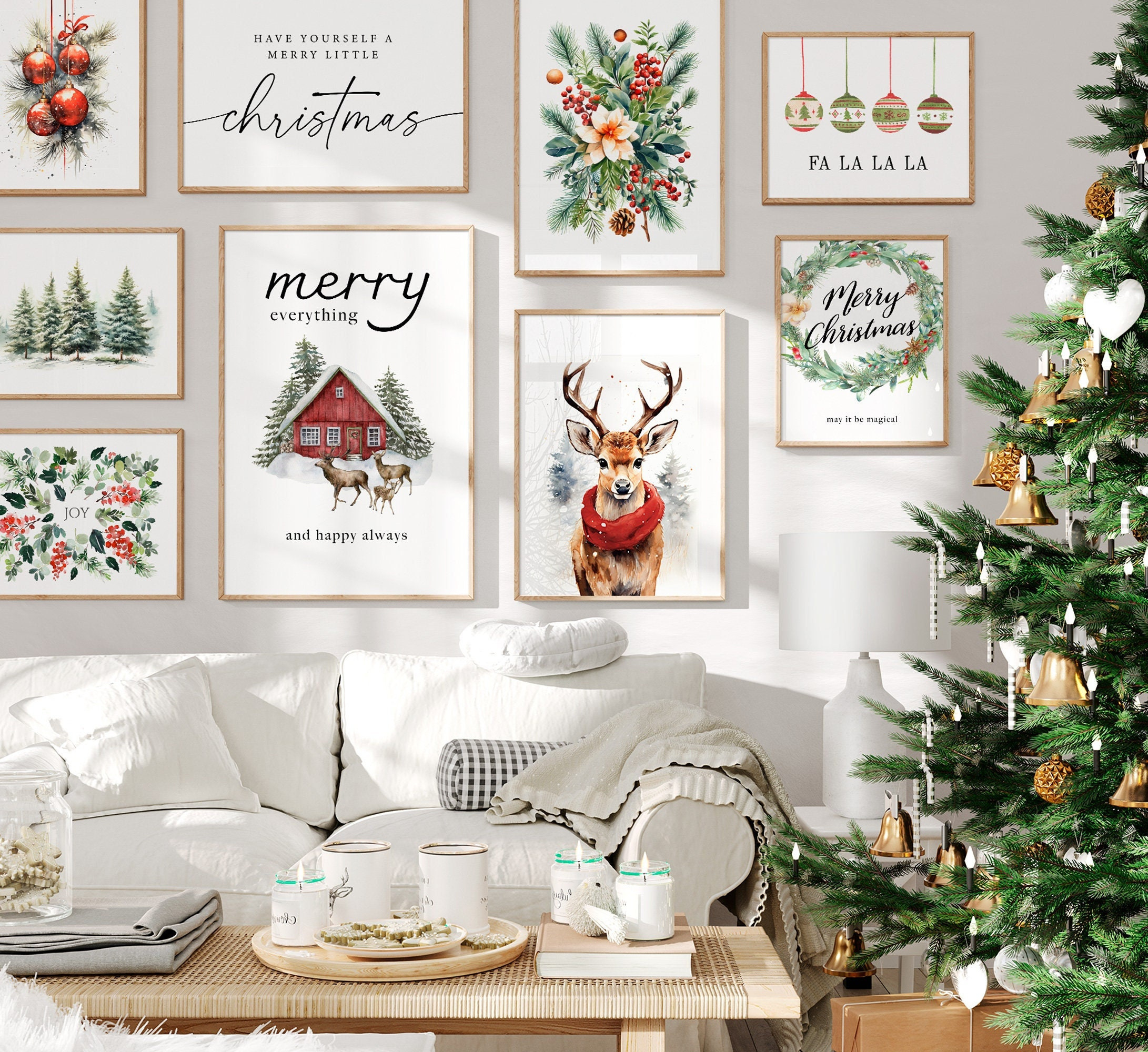 Christmas Printable Set Of 12 Festive Gallery Wall Art Christmas for Printable Christmas Wall Art