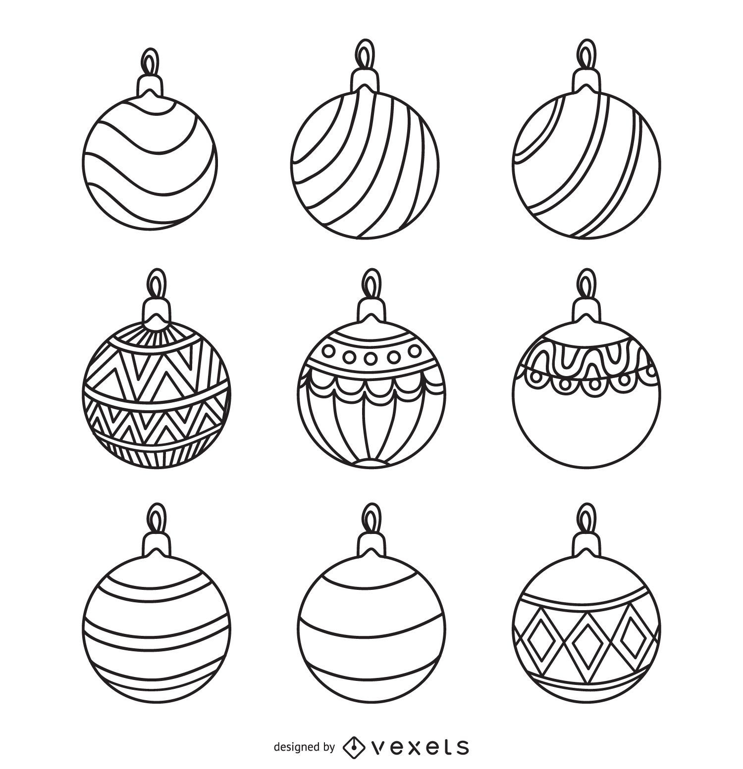 Christmas Round Ornament Outlines Set Vector Download inside Christmas Ornament Outline Printable