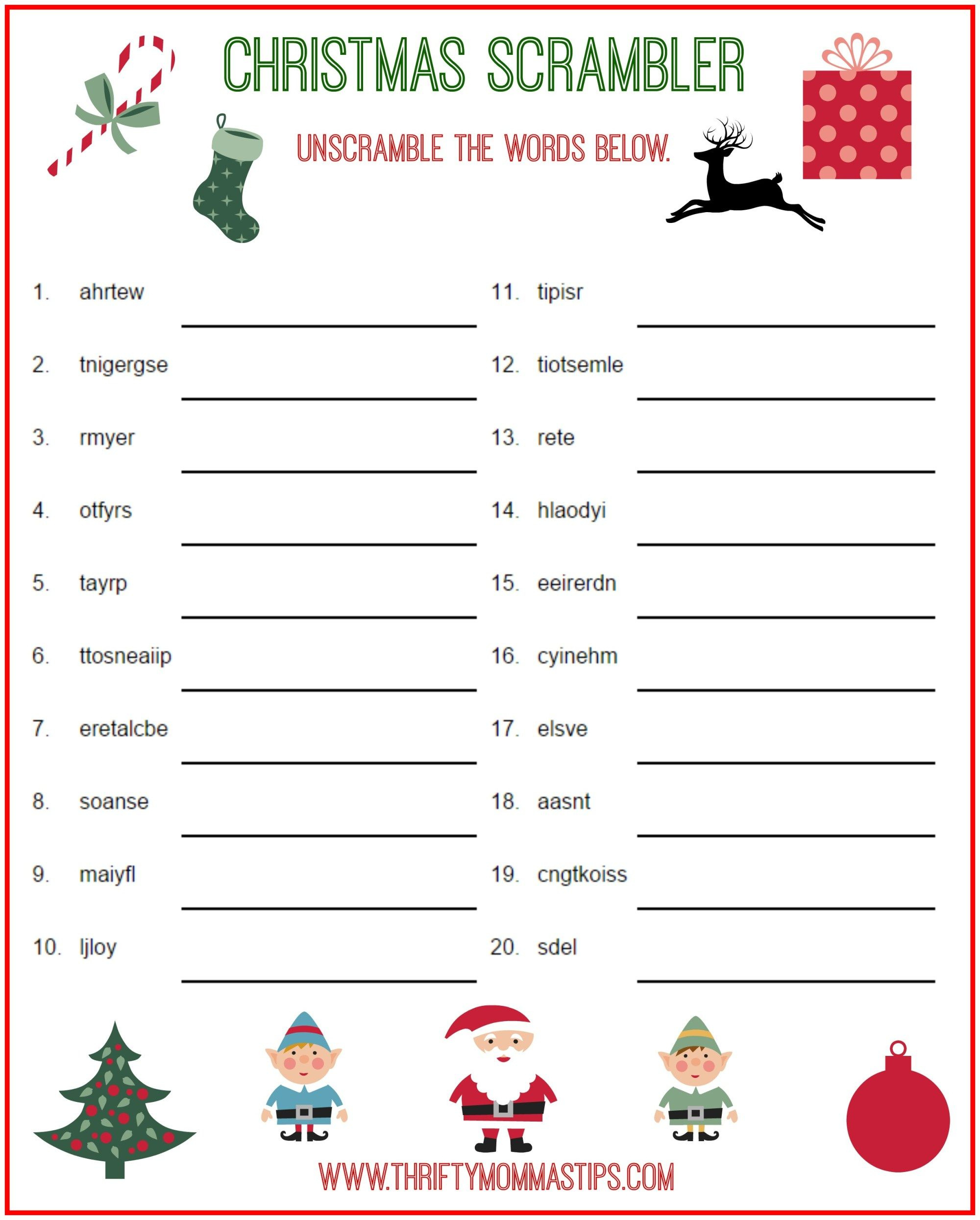 Christmas Scrambler Free Word Game Puzzle - Thrifty Mommas Tips pertaining to Free Printable Christmas Puzzles For Adults