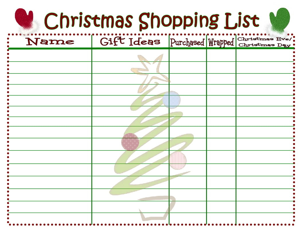 Christmas Shopping List {Printable} - Mom On Timeout for Christmas Shopping List Printable