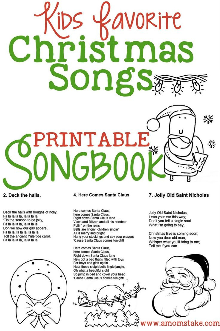 Christmas Songs For Kids - Free Printable Songbook! within Free Printable Christmas Songs