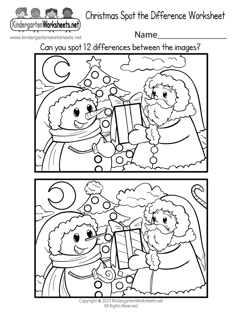 Christmas Spot The Difference Worksheet - Free Printable, Digital regarding Christmas Worksheets Printables Free