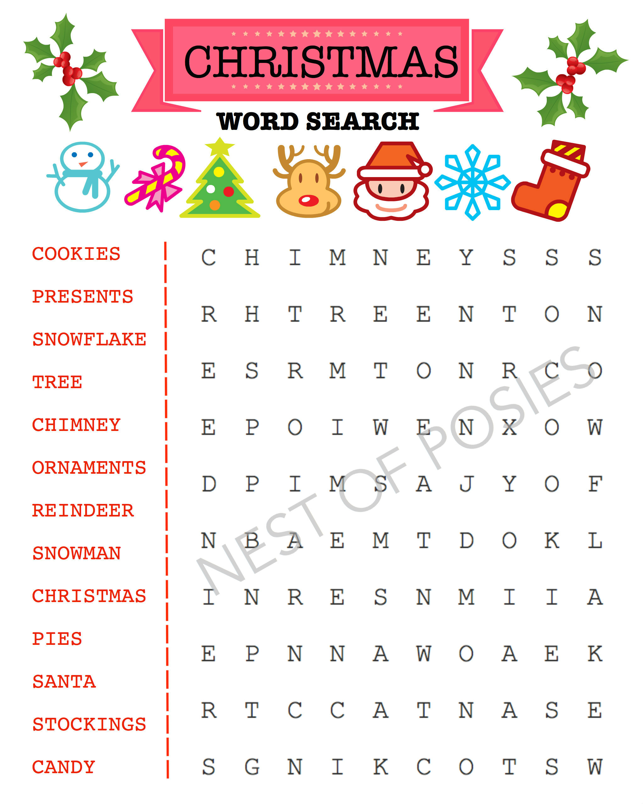 Christmas Word Puzzle Printables For Kids - Nest Of Posies in Free Christmas Puzzle Games Printable