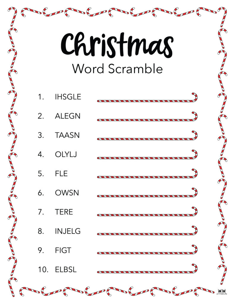 Christmas Word Scrambles - 15 Free Printables | Printabulls for Christmas Word Scramble Free Printable