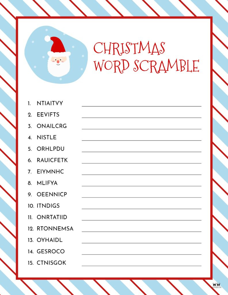 Christmas Word Scrambles - 15 Free Printables | Printabulls in Free Printable Christmas Word Scramble