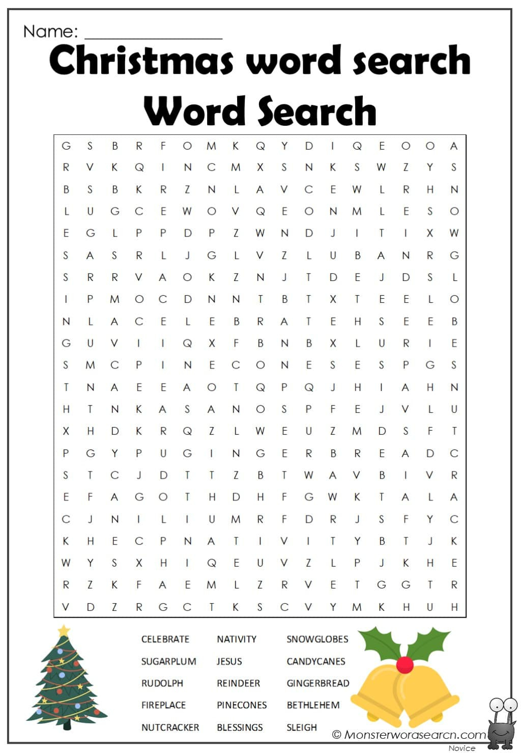 Christmas Word Search Word Search - Monster Word Search inside Printable Word Searches For Christmas