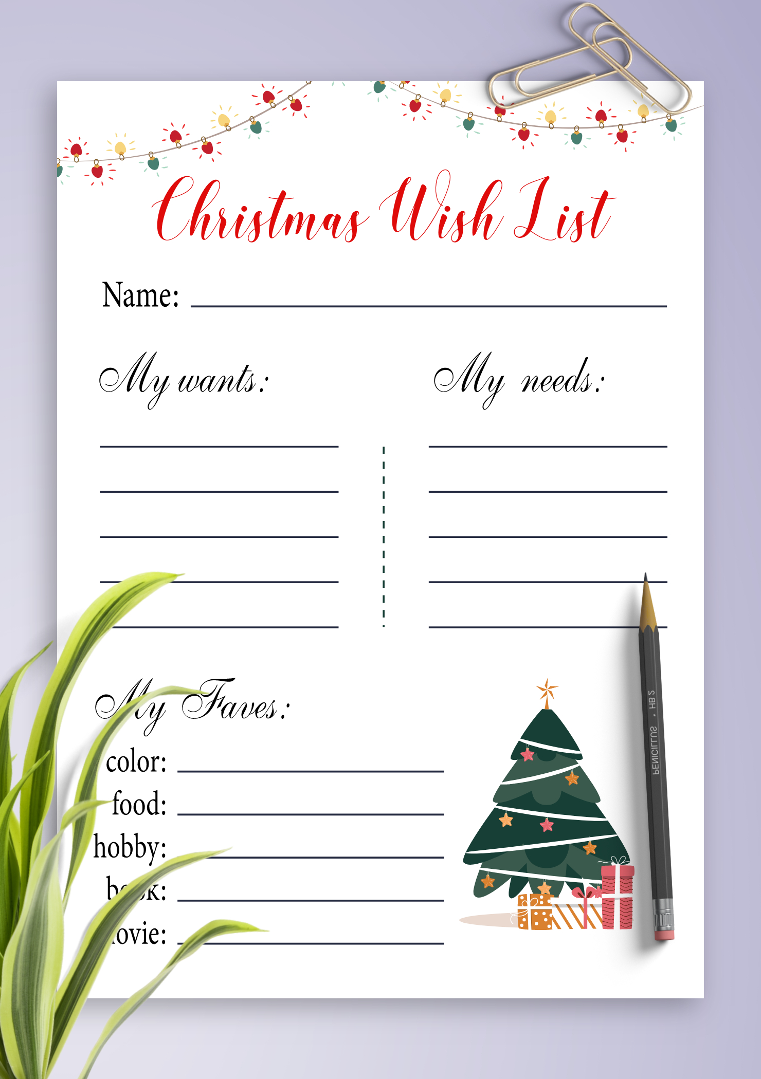 Download Printable White Christmas Wish List Template Pdf within Printable Wish List For Christmas