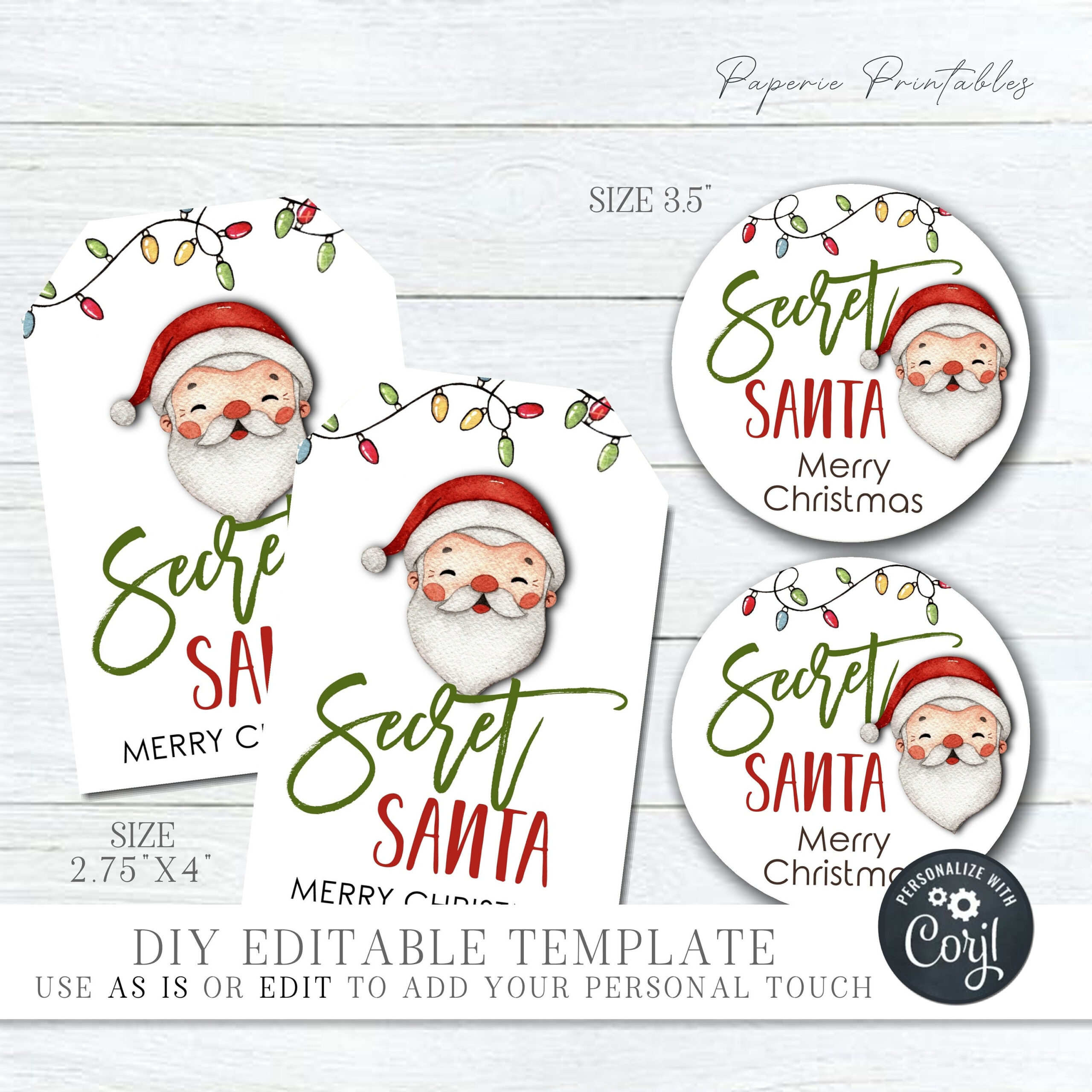 Editable Christmas Gift Tags, Secret Santa Christmas Gift Tags pertaining to Santa Christmas Tags Printable