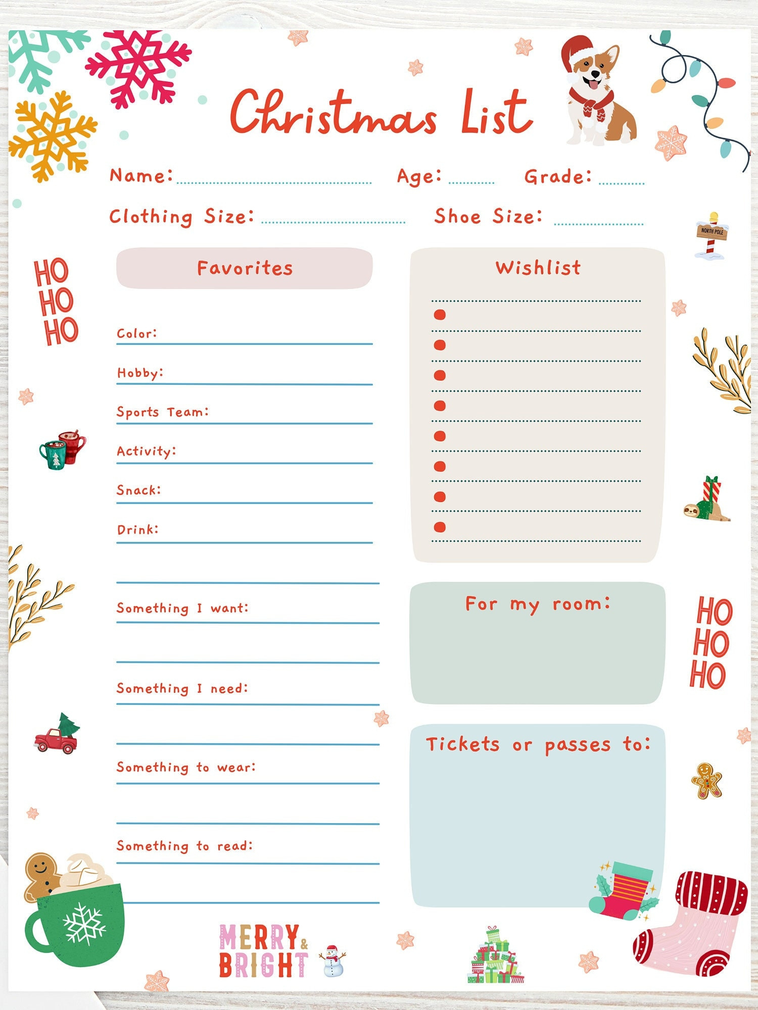 Editable Kids Christmas Wish List, Printable Gift Wish List intended for Printable Christmas List