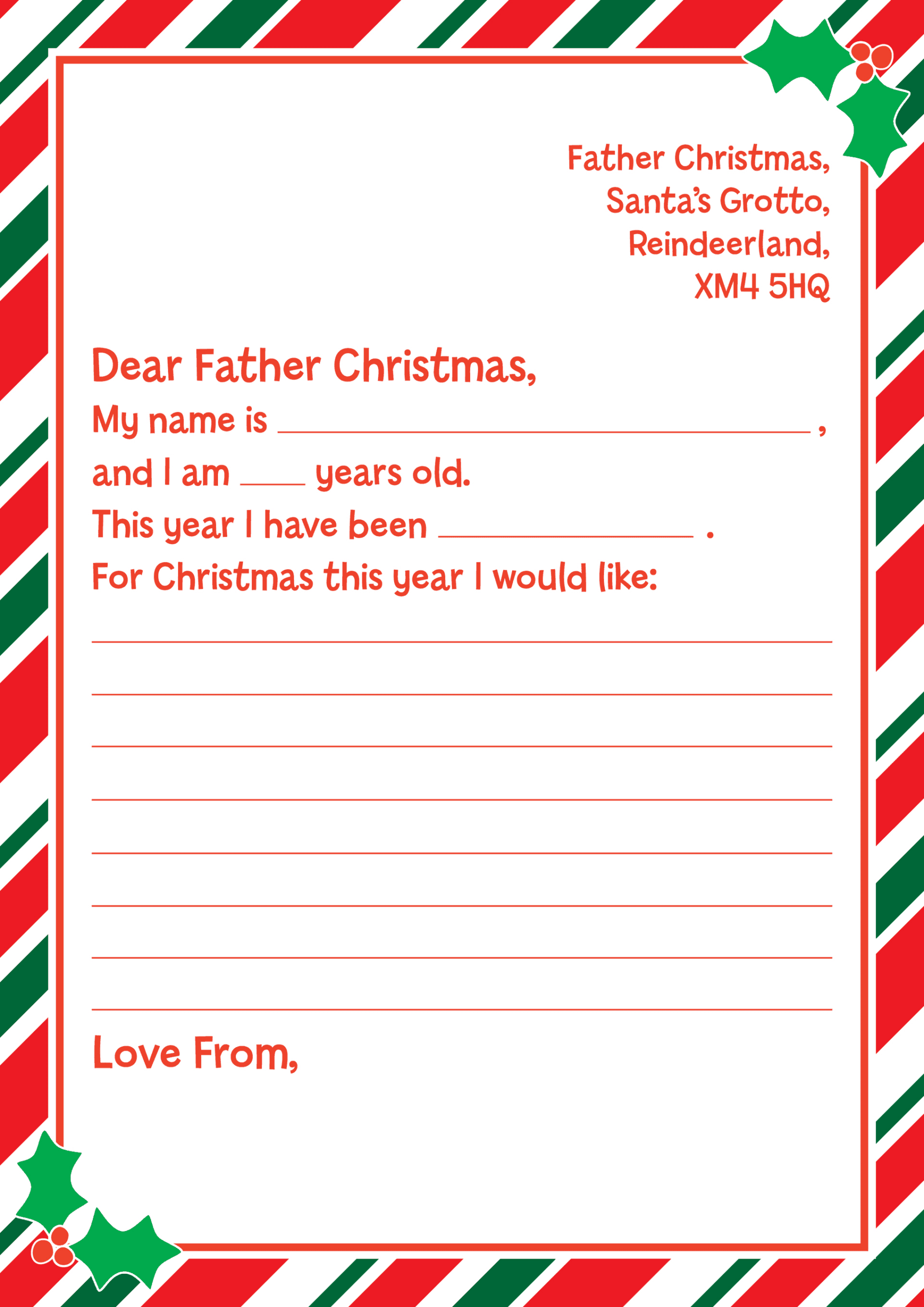 Father Christmas Letter Template - Pawprint Family inside Christmas Letter Paper Printable