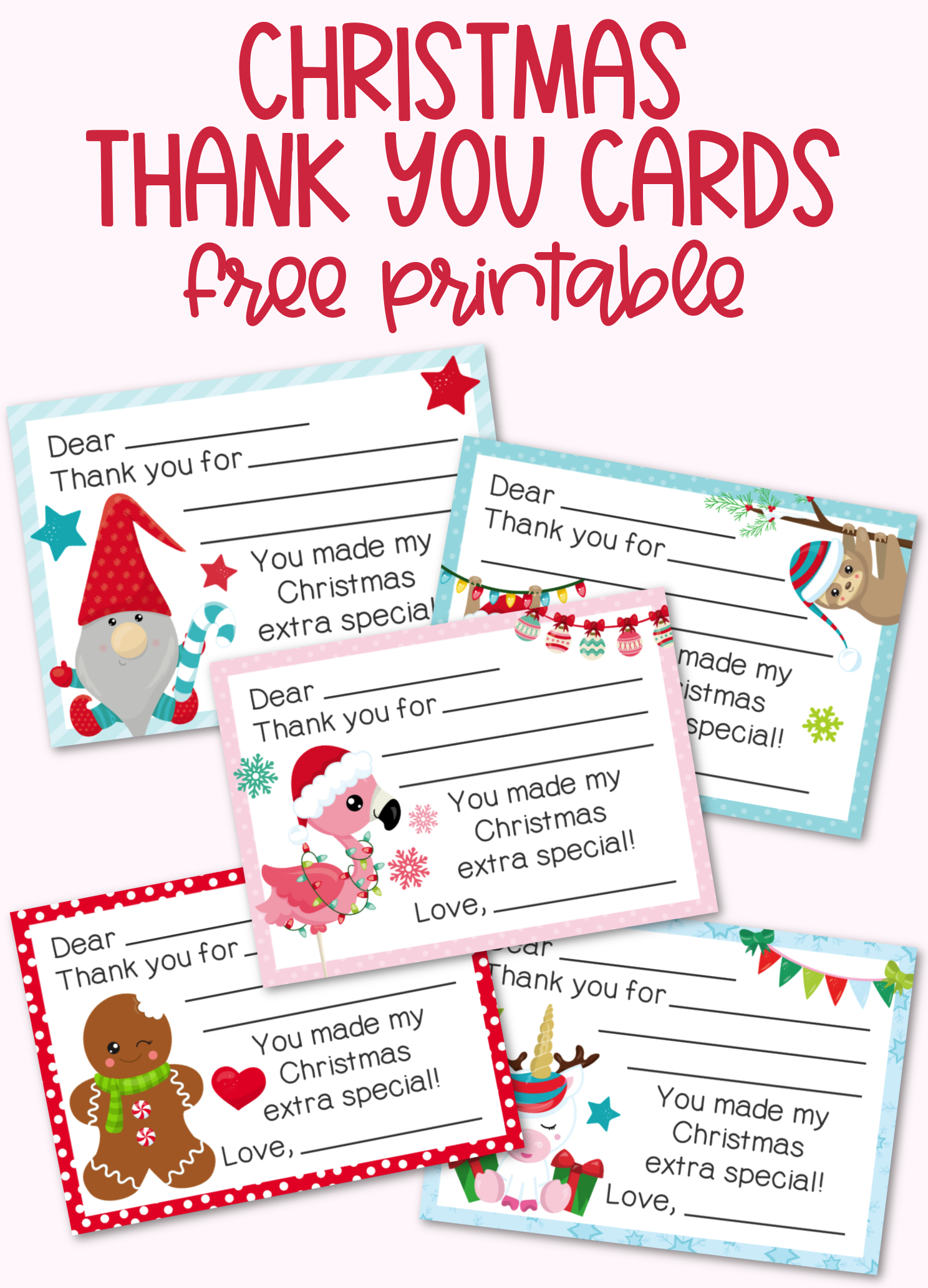 Fill-In-The-Blank Christmas Thank You Cards Free Printable in Christmas Thank You Card Printable