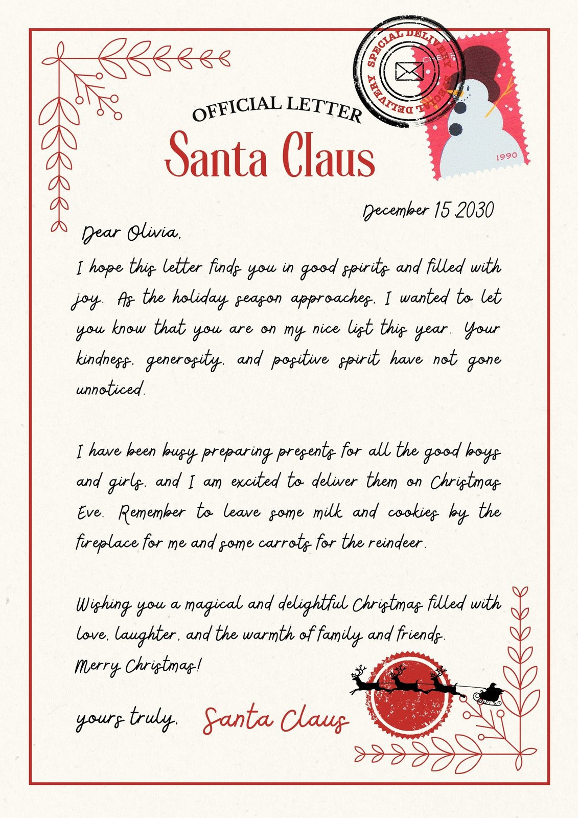 Free And Customizable Christmas Letter Templates | Canva in Free Printable Christmas Letter Templates