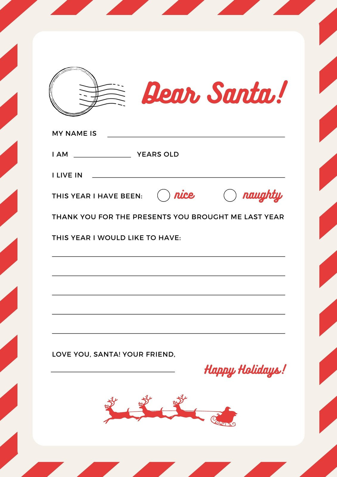 Free And Customizable Christmas Letter Templates | Canva intended for Christmas Letter Template Printable