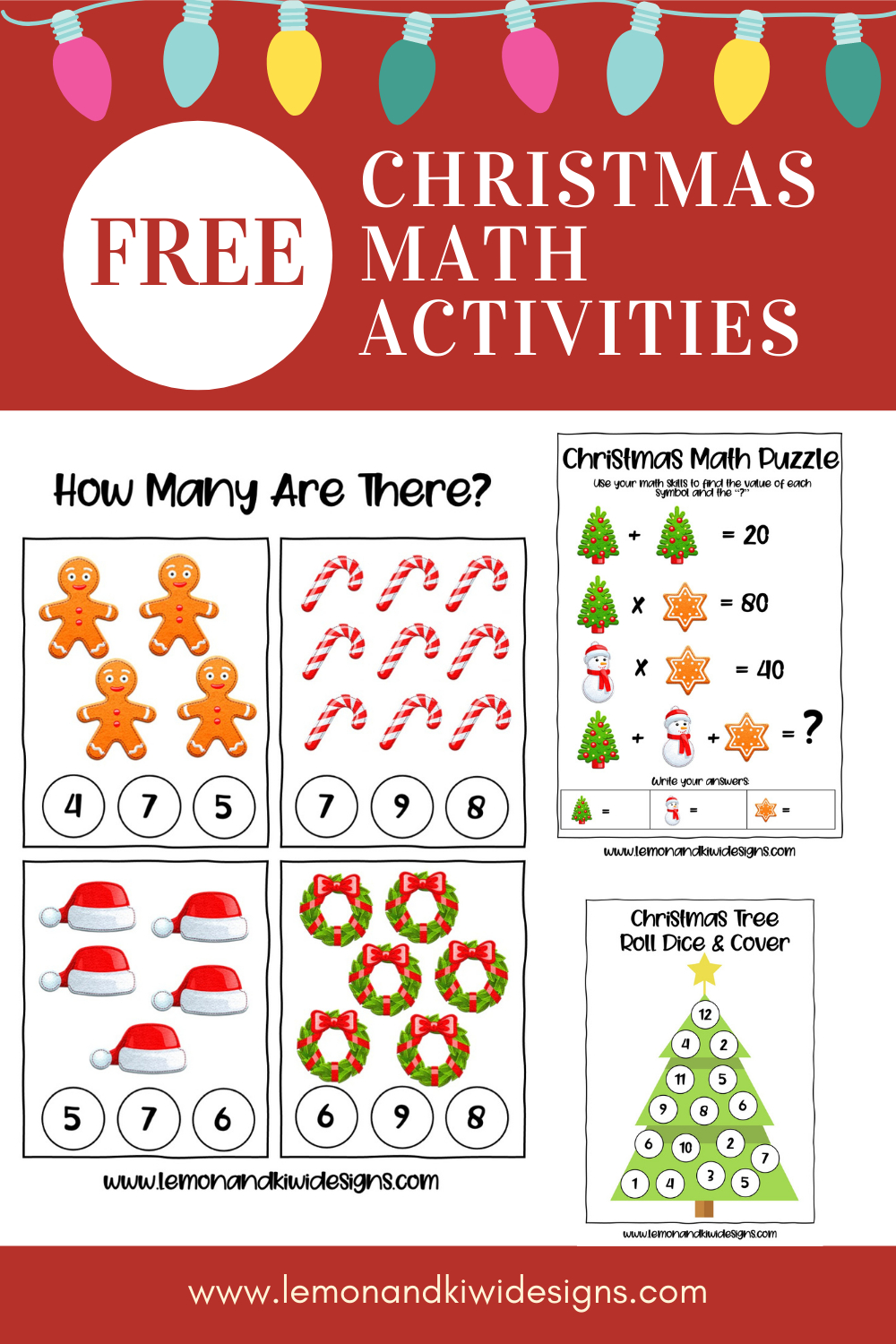 Free Christmas Math Printable Activity Book - Lemon And Kiwi Designs pertaining to Free Printable Christmas Math Worksheets