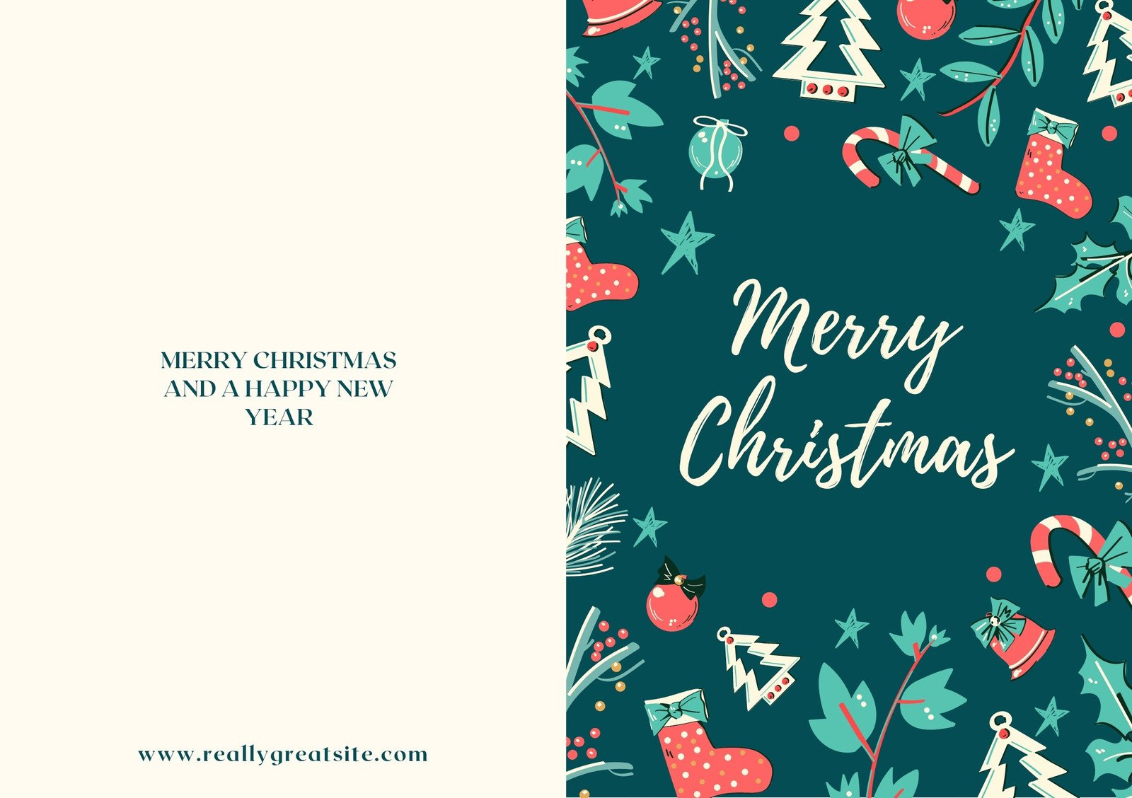 Free Custom Printable Christmas Folded Card Templates | Canva intended for Template Printable Christmas Cards