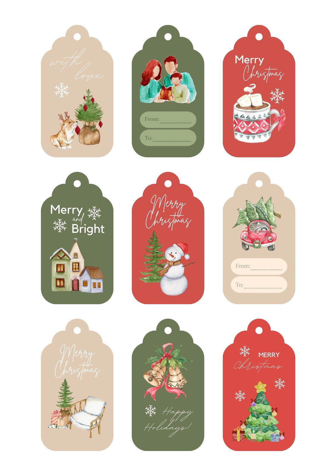 Free Custom Printable Christmas Tag Templates | Canva in Christmas Printable Gift Tags