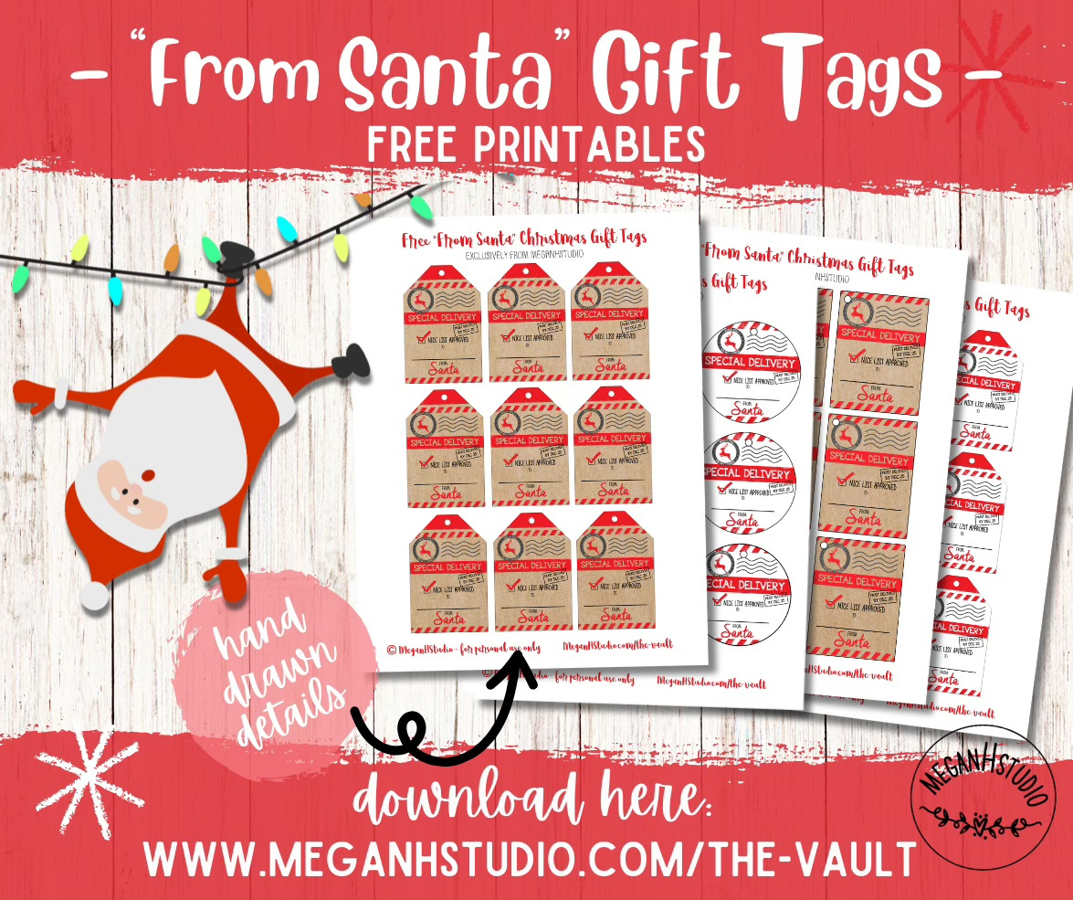 Free &amp;quot;From Santa&amp;quot; Gift Tags Printables - Meganhstudio regarding Free Printable Editable Christmas Gift Tags From Santa