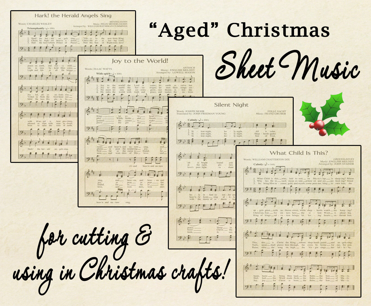 Free Printable “Aged” Music Sheets | Celebrating Holidays for Free Printable Christmas Music