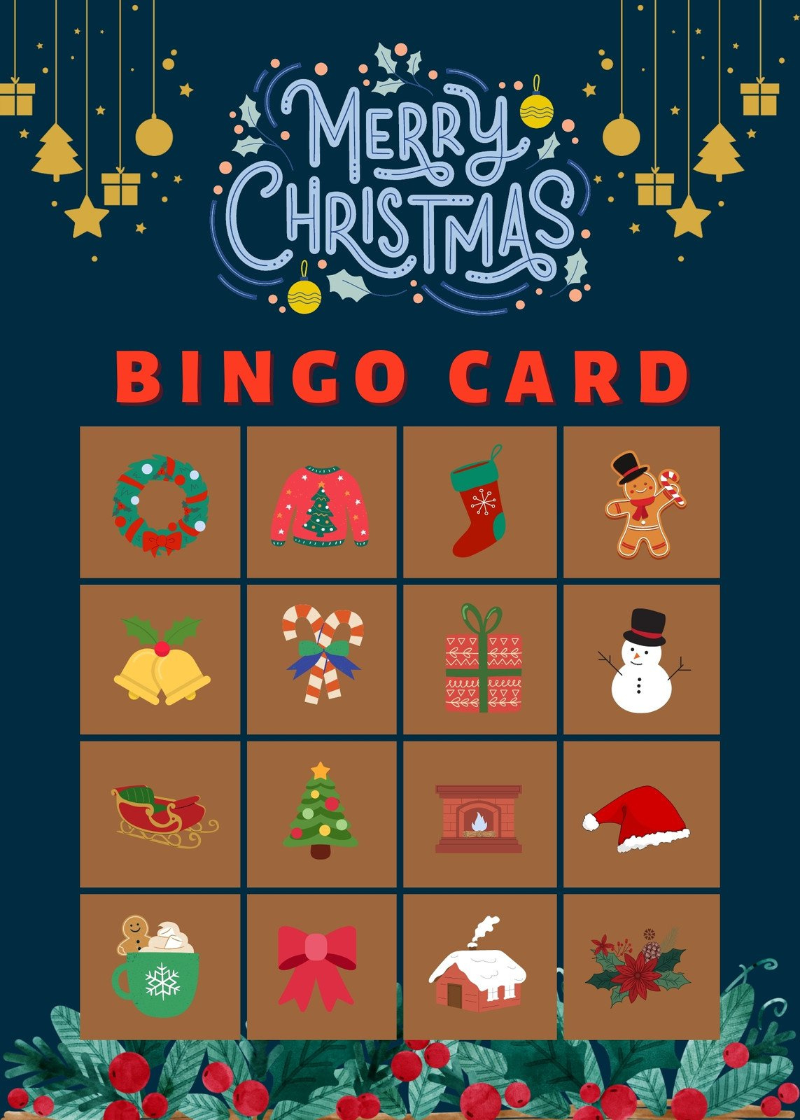 Free Printable Christmas Bingo Card Templates | Canva inside Christmas Bingo Cards Free Printable