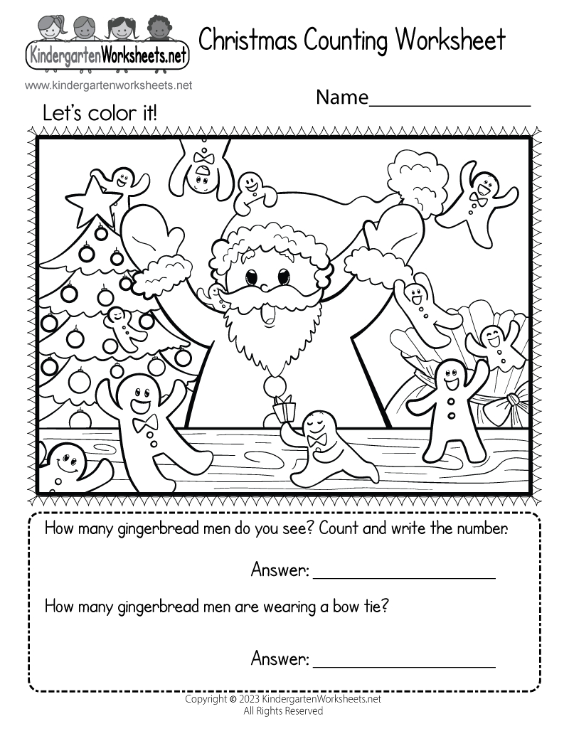 Free Printable Christmas Counting Worksheet with Christmas Worksheets Printable Free