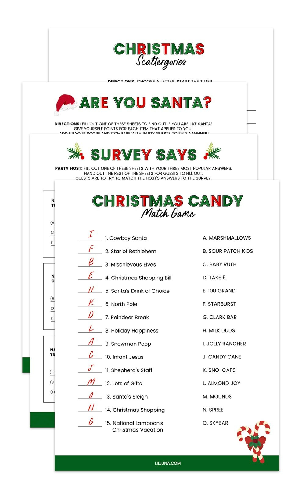 Free Printable Christmas Games {4 Freebies} | Lil&amp;#039; Luna inside Christmas Party Games Free Printable