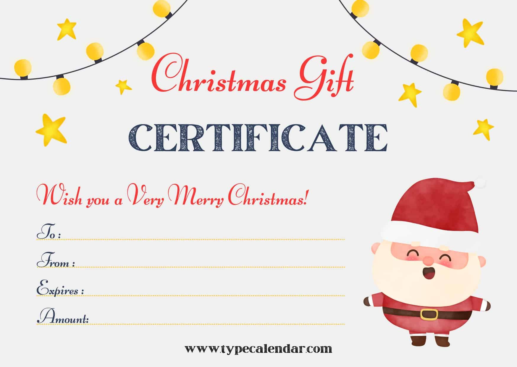 Free Printable Christmas Gift Certificate Templates [Pdf, Word] Blank in Printable Gift Certificates Free Christmas