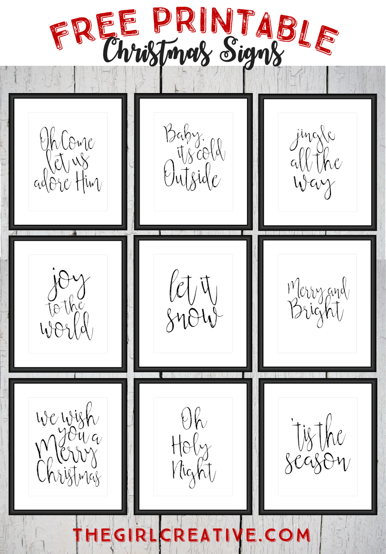 Free Printable Christmas Signs - The Girl Creative intended for Free Printable Christmas Signs