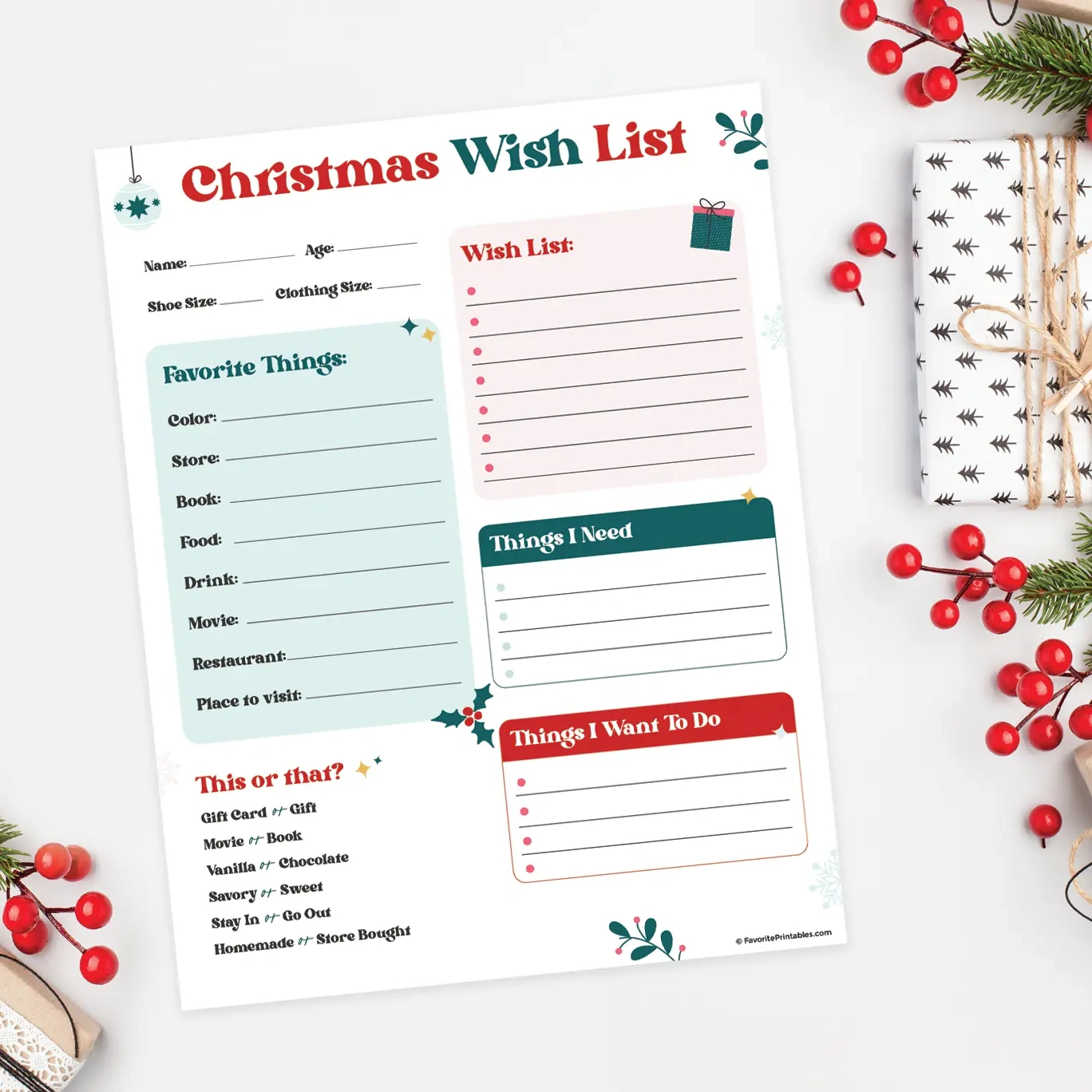 Free Printable Christmas Wish List - Favorite Printables throughout Free Printable Christmas Wish List For Adults