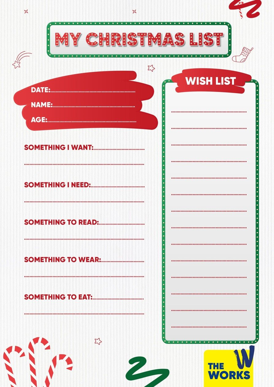 Free Printable Christmas Wishlist Template | The Works regarding Free Printable Wish List For Christmas