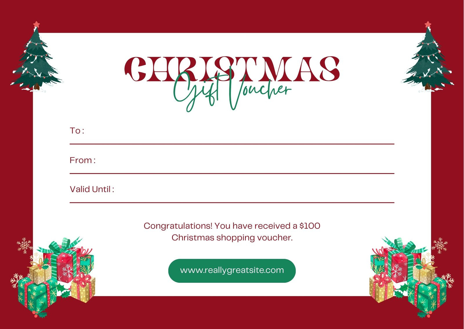 Free, Printable Custom Christmas Gift Certificate Templates | Canva in Printable Gift Certificates Free Christmas