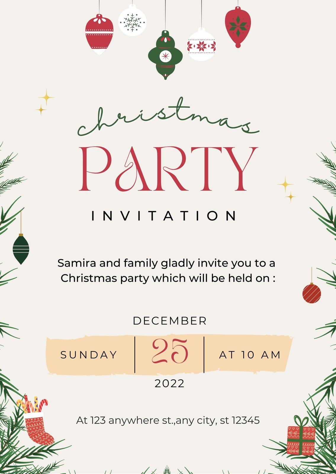 Free, Printable, Customizable Christmas Invitation Templates | Canva for Free Christmas Party Invitations Printable