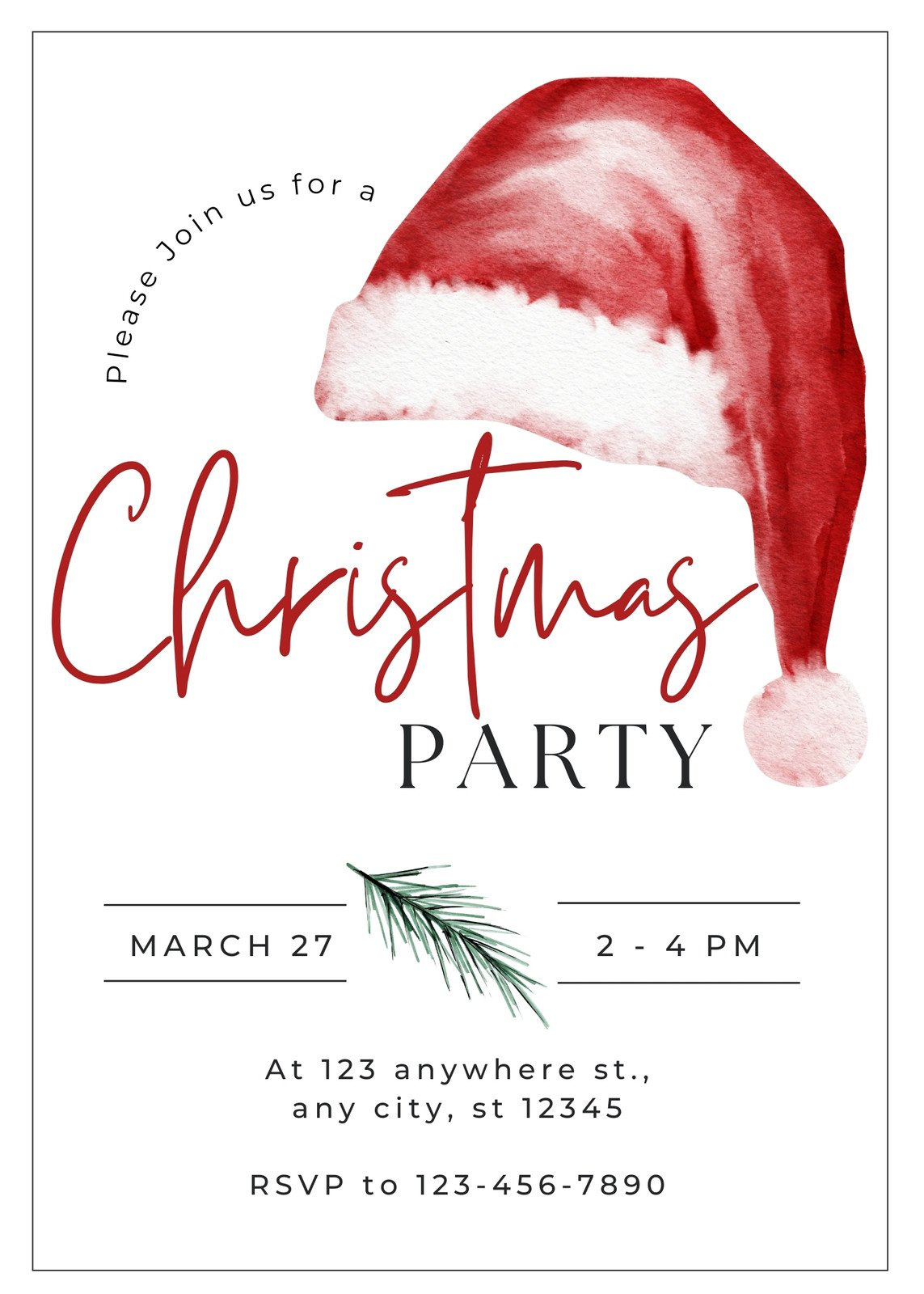 Free, Printable, Customizable Christmas Invitation Templates | Canva in Christmas Party Invitations Free Printable