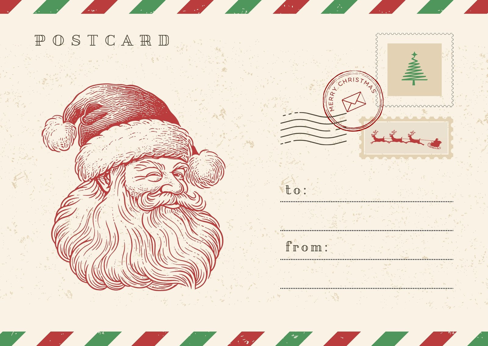 Free Printable, Customizable Christmas Postcard Templates | Canva for Printable Christmas Postcards Templates Free