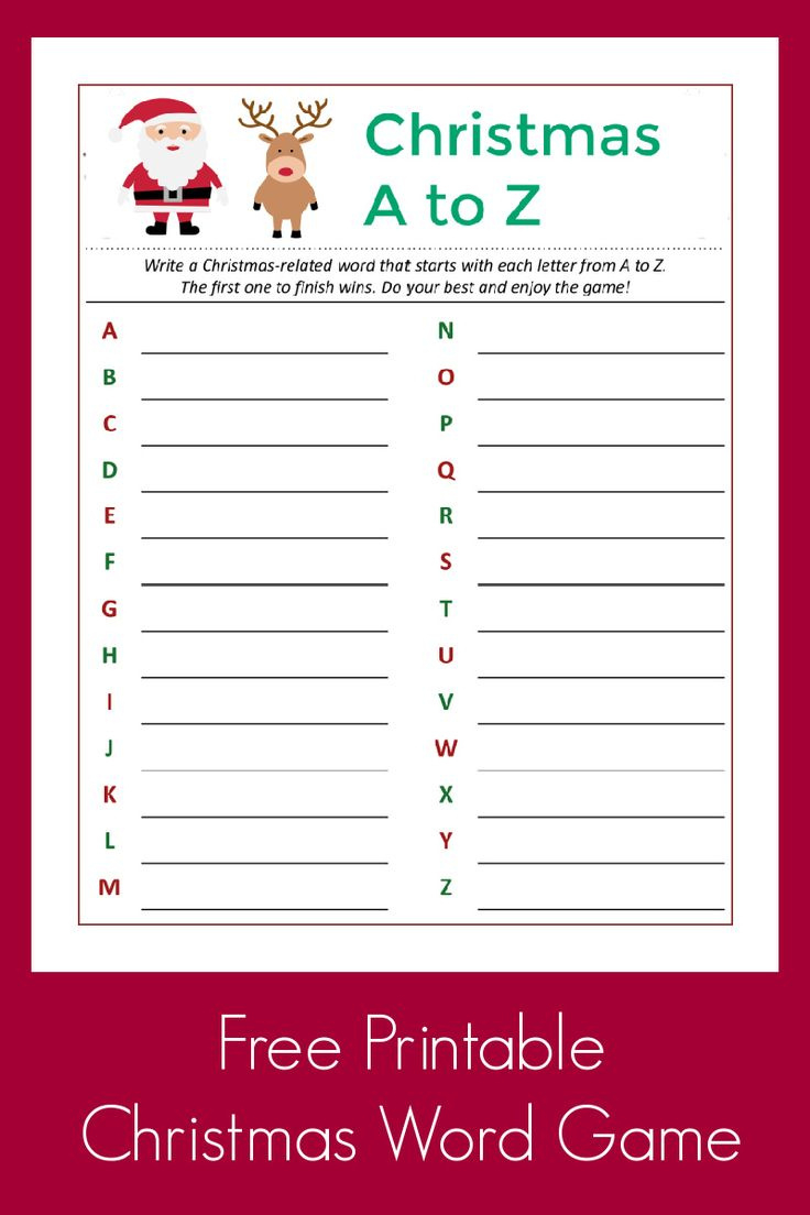 Free Printable Santa&amp;#039;S Christmas A To Z Word Game inside Christmas Word Games Free Printable