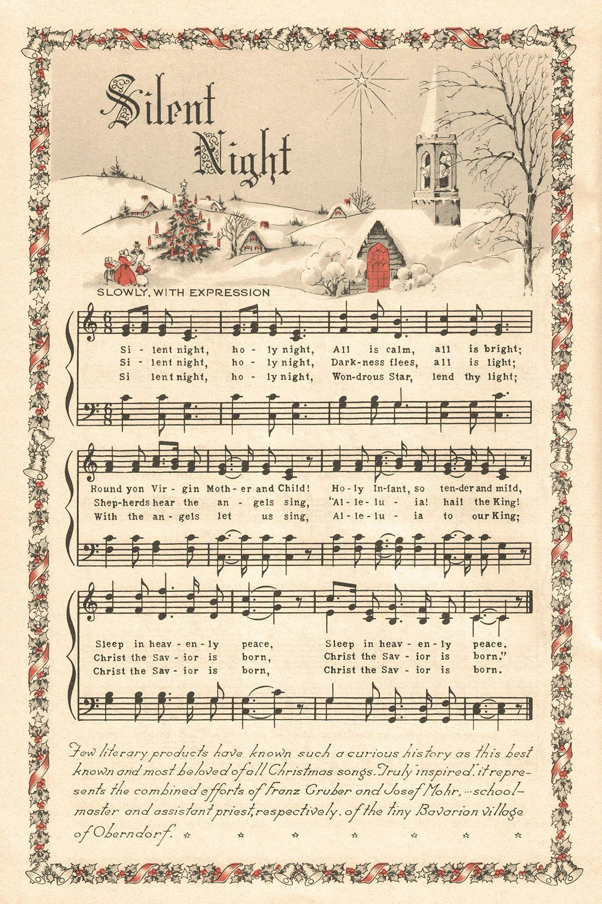 Free Printable Vintage Color Illustration Christmas Carols pertaining to Free Printable Vintage Christmas Sheet Music