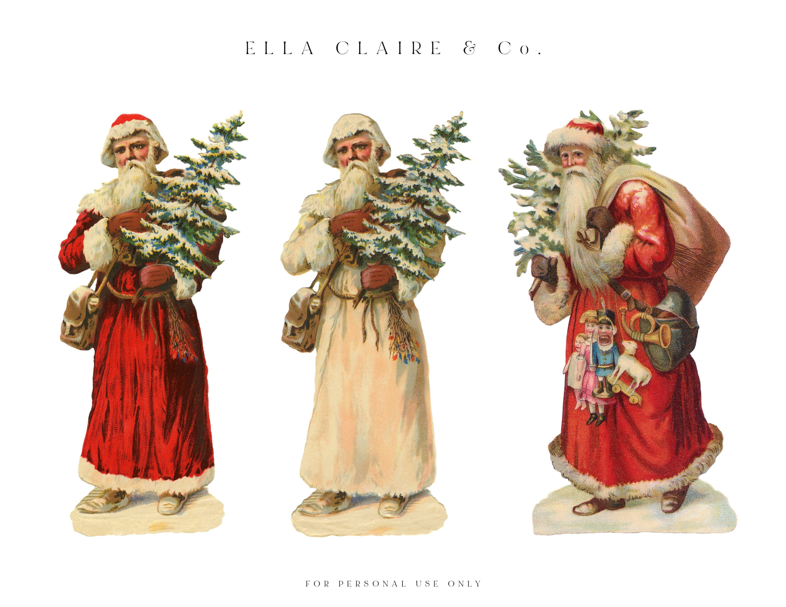 Free Printable Vintage Santas - Ella Claire &amp;amp; Co. inside Free Printable Vintage Christmas Images