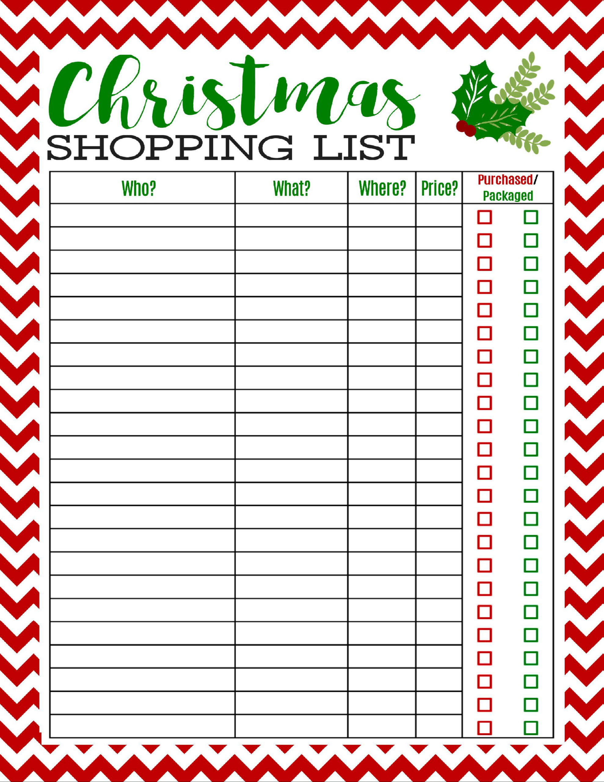 Freebie Printable Christmas Shopping List - Mom 4 Real for Christmas Gift List Printable Free