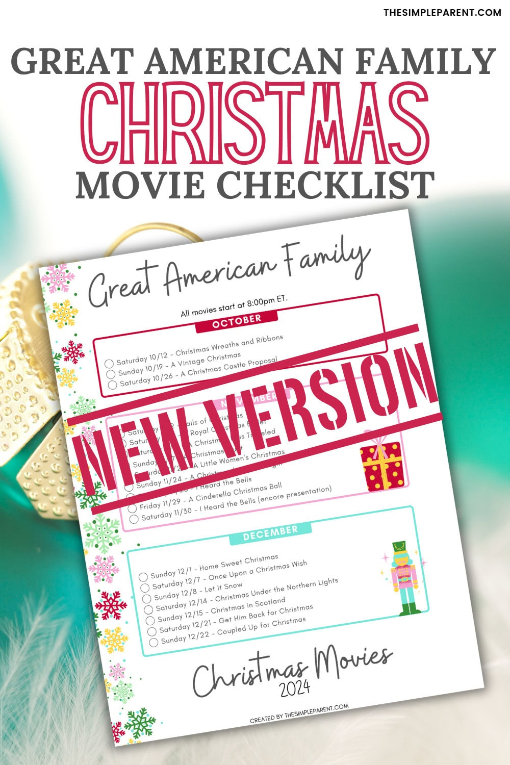 Great American Family Christmas Movies (Printable Checklist!) regarding Gac Christmas Movies 2024 Schedule Printable Free