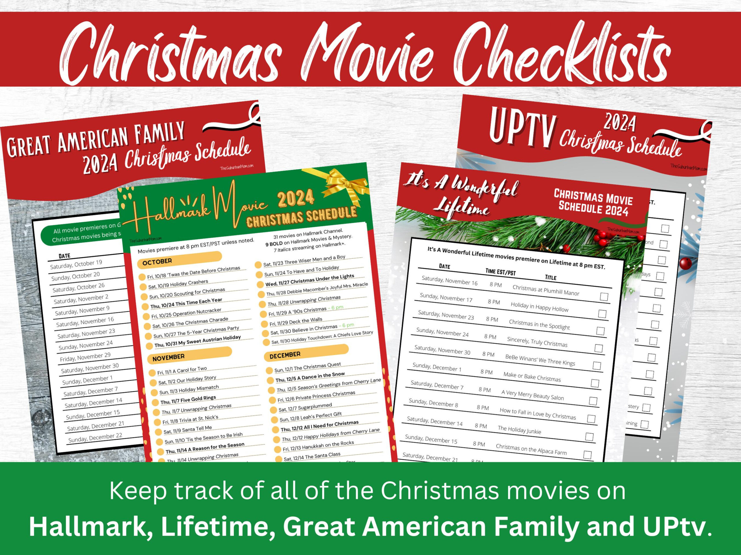 Hallmark, Lifetime, Great American Family &amp;amp; Uptv Christmas Movies 2024 Schedule Printable Checklist inside Gac Christmas Movies 2024 Schedule Printable Free