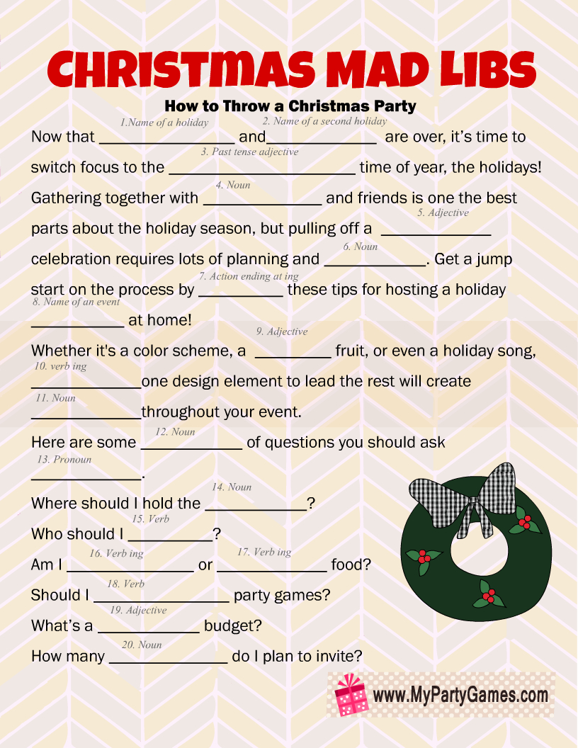 Hilarious Free Printable Christmas Mad Libs Game for Free Christmas Mad Libs Printables