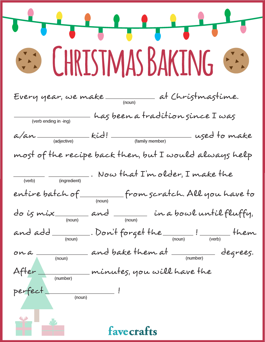 Holiday Baking Christmas Mad Libs Printable in Free Printable Christmas Mad Libs