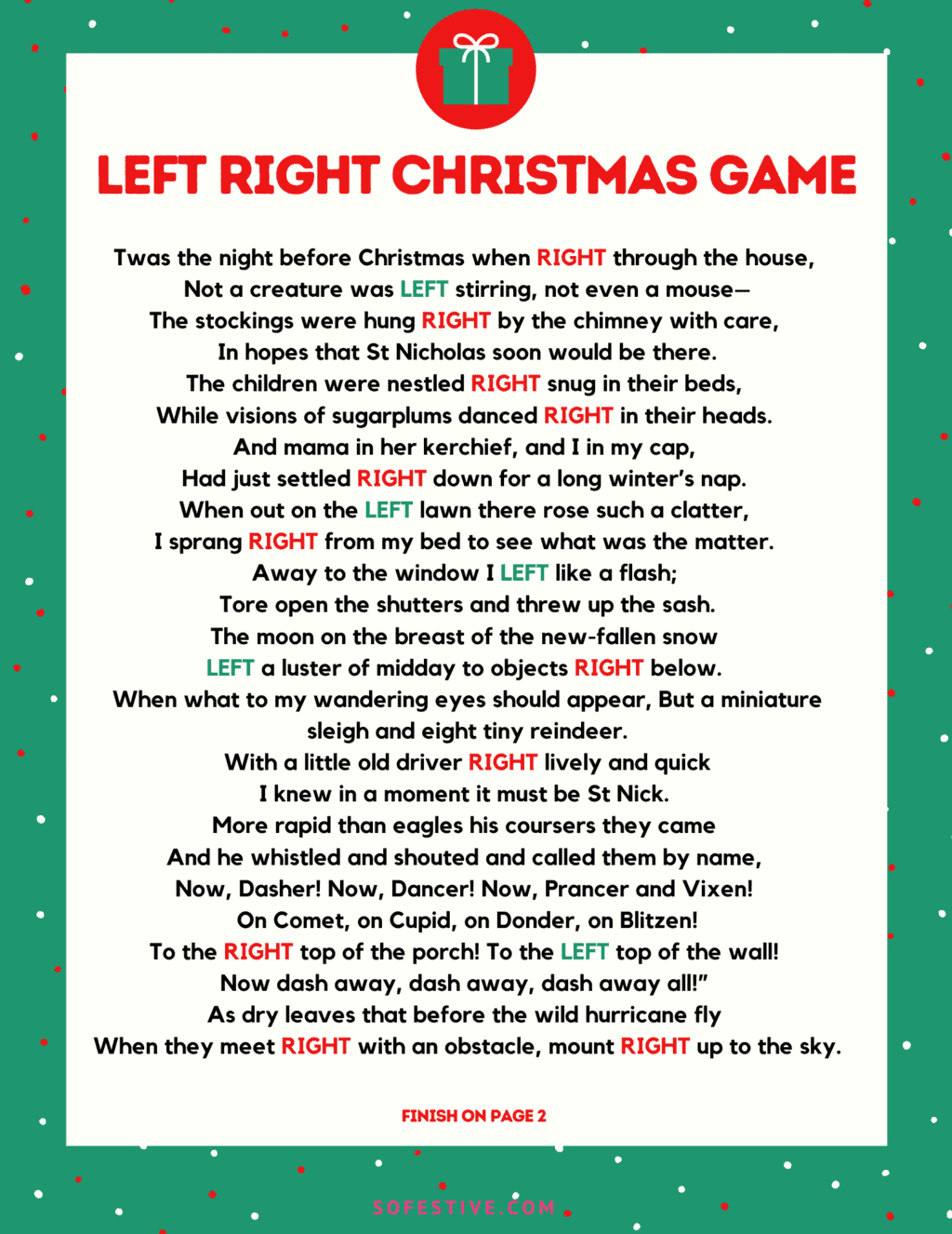 Left Right Game For Christmas - So Festive! within Free Printable Left Right Christmas Game For Adults