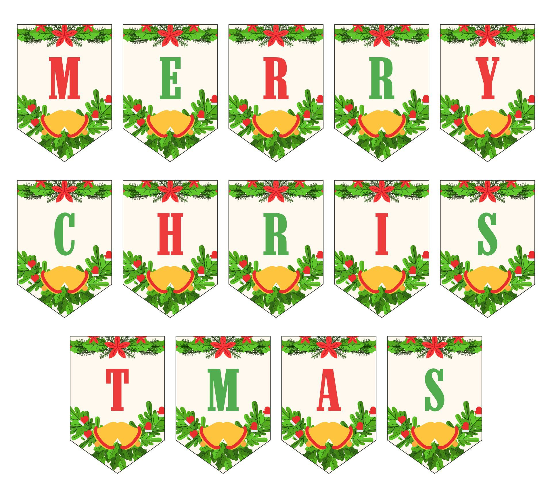 Merry Christmas Lettering - 15 Free Pdf Printables | Printablee intended for Merry Christmas Printable Banner