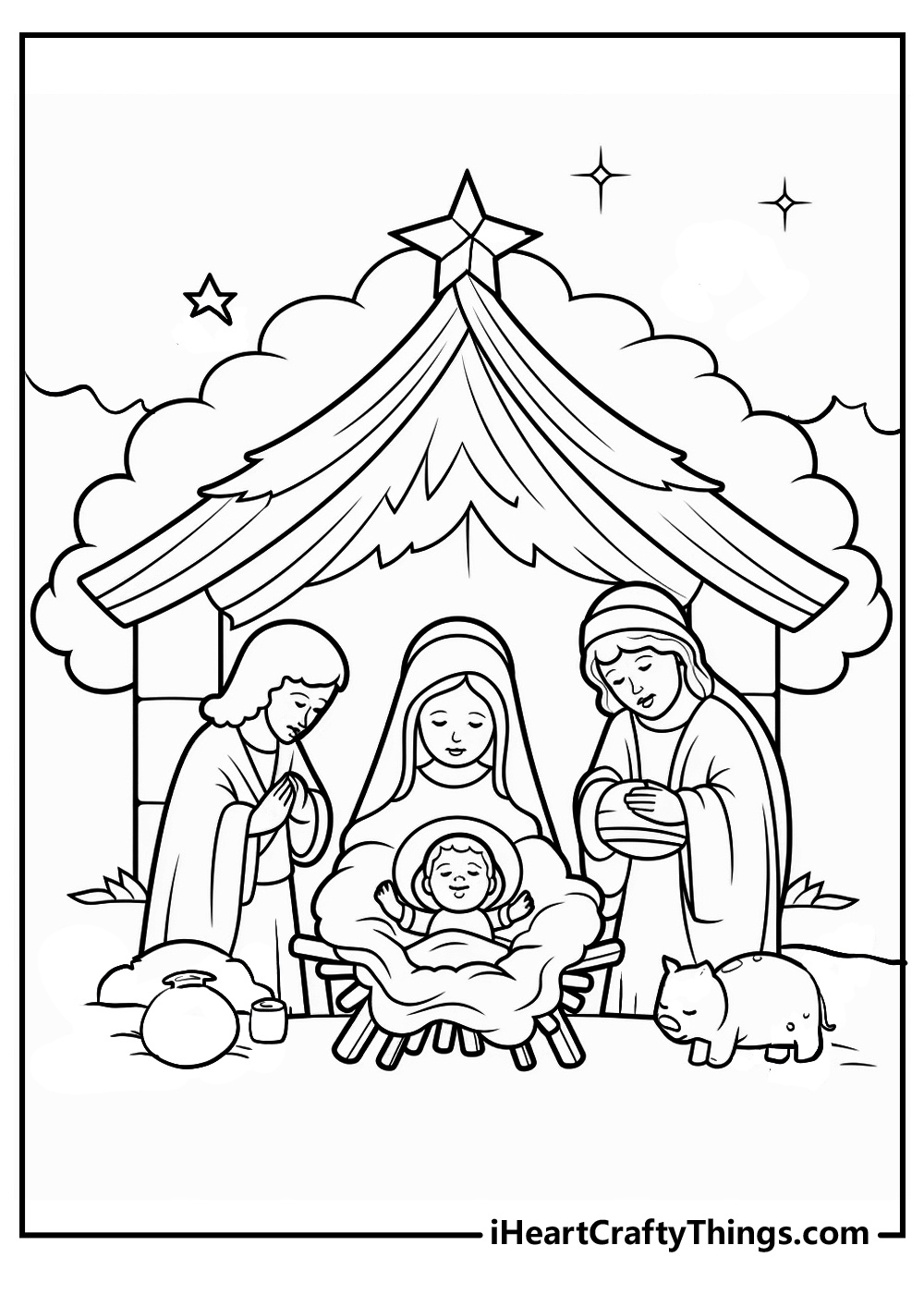 Nativity Coloring Pages (100% Free Printables) within Christmas Nativity Scene Printable