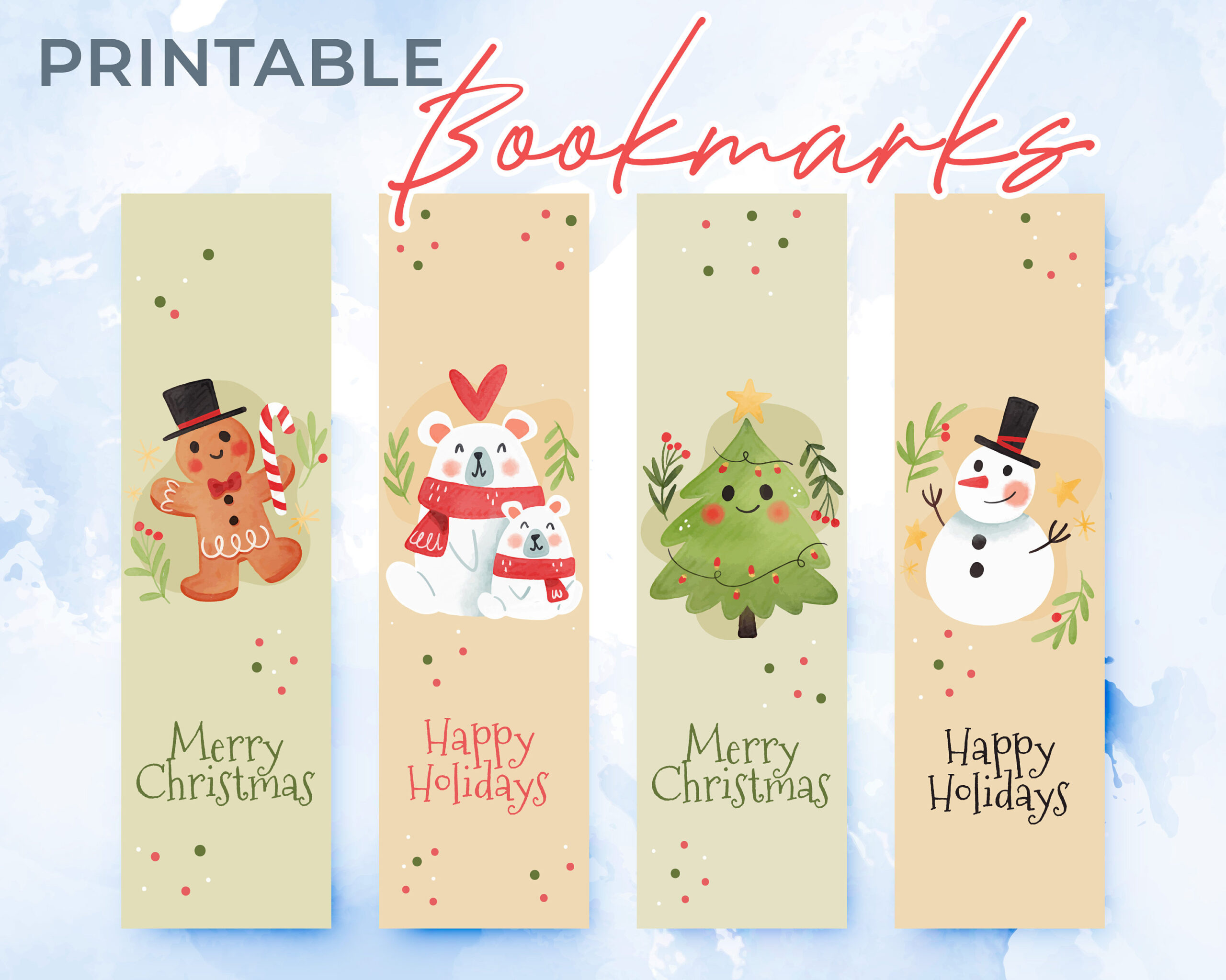 Printable Bookmarks, Merry Christmas Bookmarks, Printable for Printable Bookmarks For Christmas