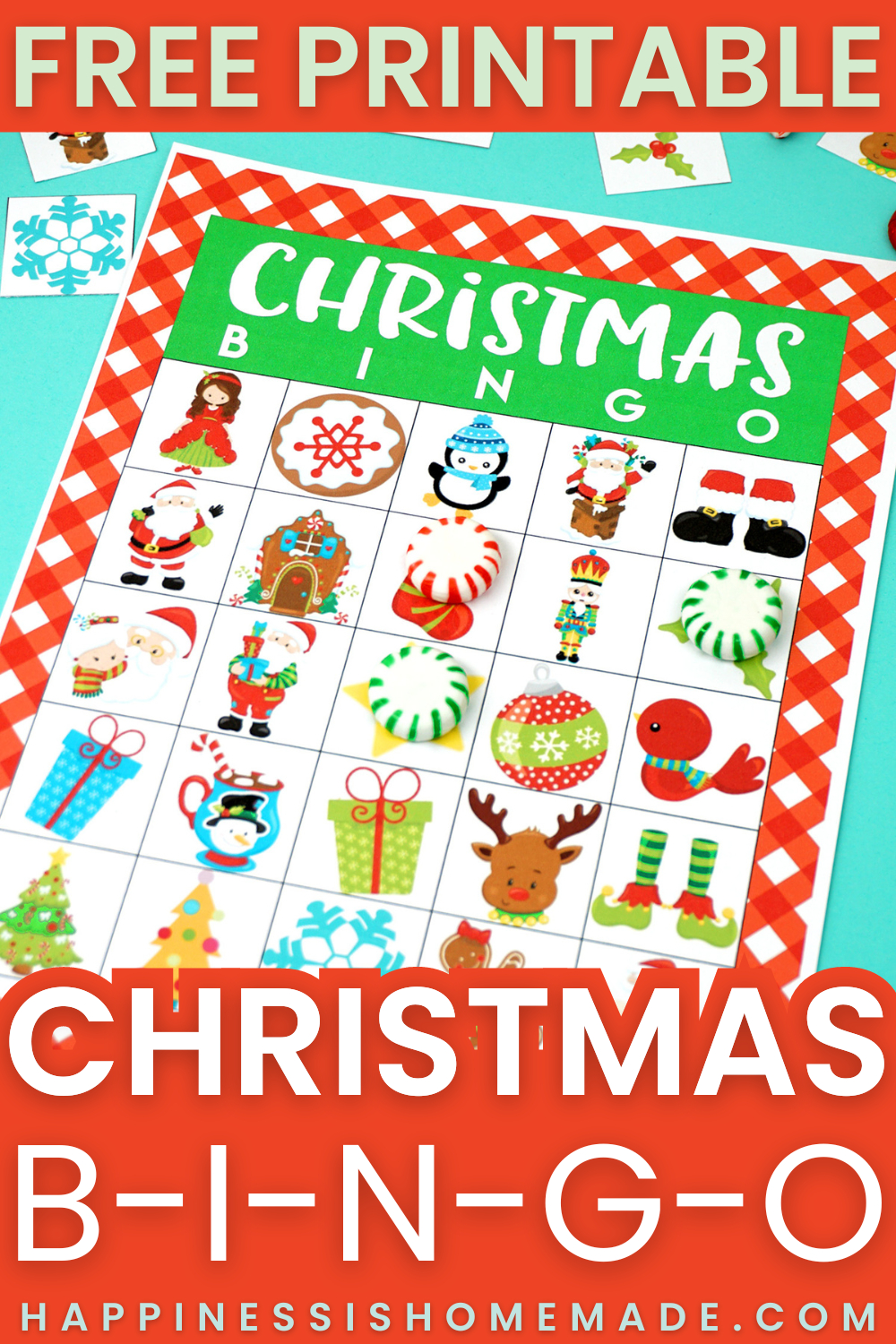 Printable Christmas Bingo Game Cards - Happiness Is Homemade throughout Free Printable Christmas Bingo Cards For 50