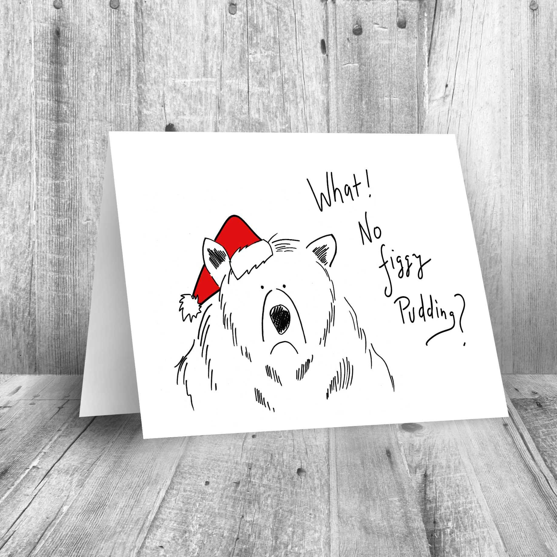 Printable Christmas Card, Funny Santa Claus Bear Cards, Digital for Funny Christmas Card Printable