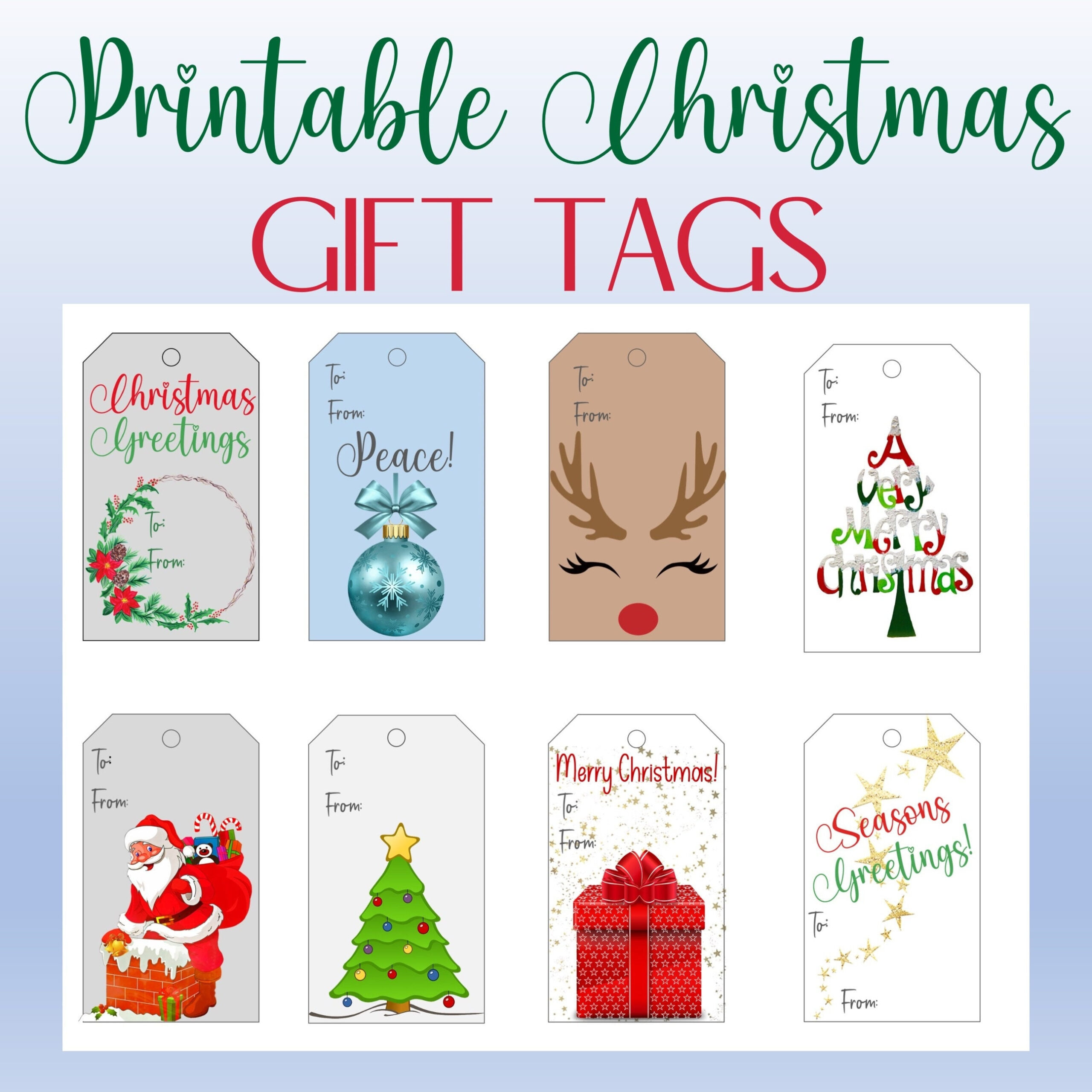 Printable Christmas Gift Tags, Holiday Gift Tags, Printable with Gift Tag Printables Christmas