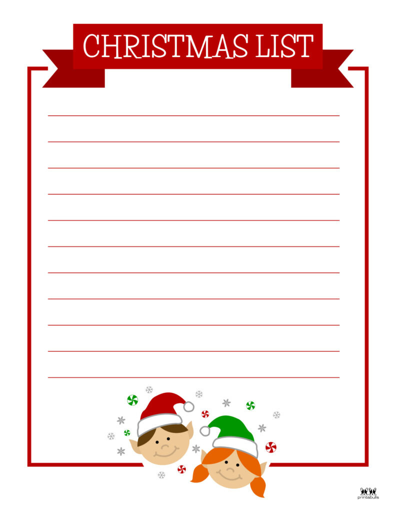 Printable Christmas Lists - 25 Free Printables | Printabulls pertaining to Printable Free Christmas List